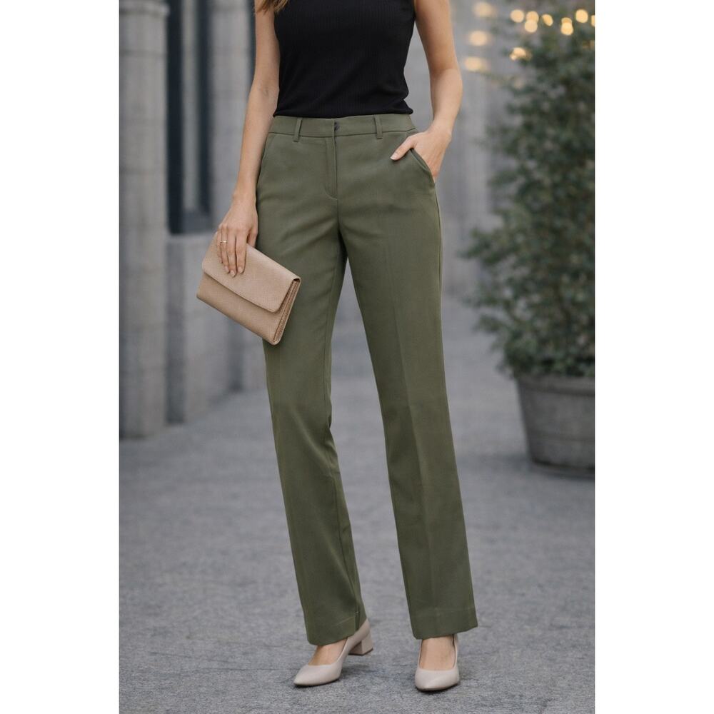 J.Crew Jamie Pant Olive Green Pull-On w/ Pocket Straight Leg Old‎ Money Style 2